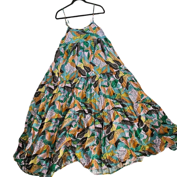 NATURAL LIFE Dresses & Skirts - NATURAL LIFE Multicolor Tropical Print Maxi Dress - Green, Yellow & Pink